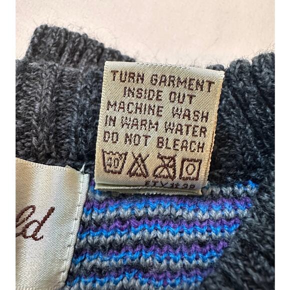 Vintage 80/90s MichaelGerald Crewneck Sweater Abstract Design Blue Purple Large - Picture 5 of 5